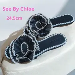 シーバイクロエ See by Chloe PVCフラワーサンダル 24.5 黒のサムネイル