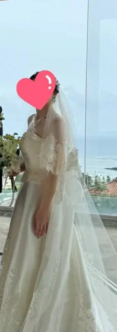 エレガントなレース付きロングベール
