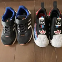 adidas スニーカー 18cm 2足黒/青/赤