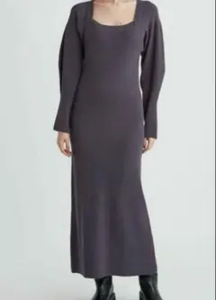 ミラオーウェン ロングニットワンピース グレー