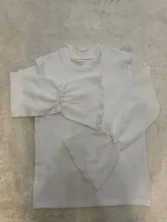 最終値下げ　ホワイト フリル袖 長袖トップス 白　トップス