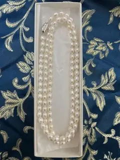 美品✨ホワイト淡水パール　120cmロングネックレス　シルバークラスプ
