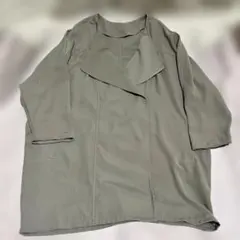 【LEMIORE】 ノーカラージャケット LL オリーブ 春秋アウター ゆったり