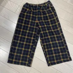 ネイビーとイエローのチェック柄パンツ 140