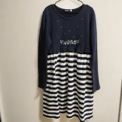 べべ　ネイビー長袖ワンピース 140