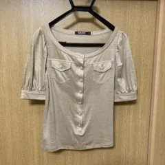 DKNY ベージュ 麻100% 半袖シャツ