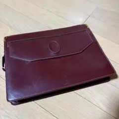 オールド Cartierカルティエ マストラインクラッチバッグ バーガンディ