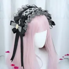 ヘッドドレス　カチューシャ　ヘアアクセサリーコスプレ　ロリータ　ゴスロリ　リボン