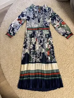 LAI MENG FIVE CATS 花柄プリーツロングワンピース