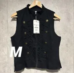ZARA フィットトグルベスト M ナポレオン 新品 ブラック ZARA トグルボタンベスト M ナポレオン - メルカリ