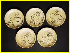 ma609⑥『兎 豆皿 手塩皿 5枚』　/骨董品 古美術 アンティーク 古玩