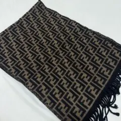 美品】FENDI ズッカ柄 大判スカーフ ストール シルク ウール イタリア