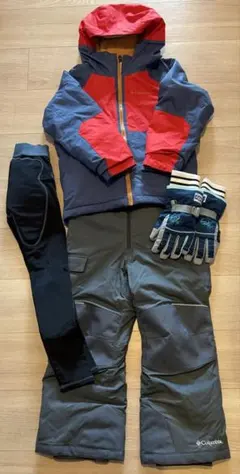 Columbia 子ども用 スキーウェア上下セット＋プロテクター、グローブ付
