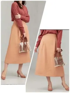 ★美品★green label relaxingバックサテンフレアスカート36