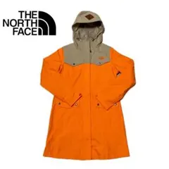 ザノースフェイス マウンテンパーカー オレンジ ロング丈 HYVENT 刺繍ロゴ