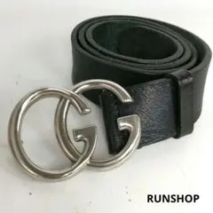 美品✨GUCCI グッチ ベルト バックル レザー ブラック シルバー金具 GUCCI グッチ ベルト レザー ブラック 黒 シルバー 銀 GG バックル