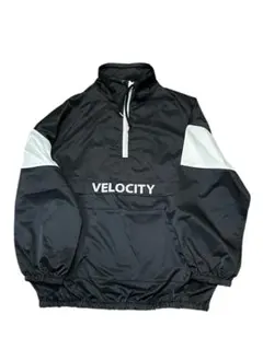 【美品】ハーフジップ ブラックジャケット VELOCITY ロゴ 長袖