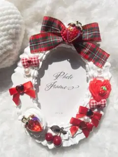 ホイップデコ フォトフレーム(楕円形)L版対応いちごスプーン