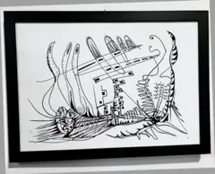 朝日俊美 ペン画 アートプリント A4 プリントのみ インテリア モダン 抽象画