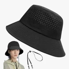 バケットハット メンズ メッシュ 帽子 日除け 遮光 軽量 紐付き