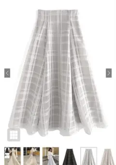 チェック柄シアーフレアスカート[tu1082]