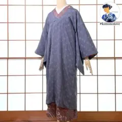 和装コート ロング丈 正絹 蜀江 唐花 グレー アンティーク着物 A-2718