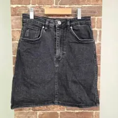ZARA　ザラ　スカート　ブラック　デニム　タイト　ジーンズ　ストーンウォッシュ