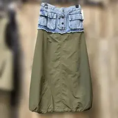 お値下げしました 【新品】オシャレデニム切り替えロングスカート