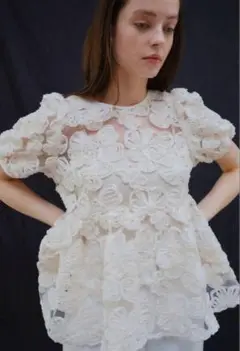 【新品】ORGUE Flower embroidery blouse