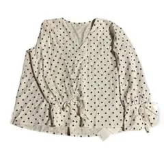 イング　ドット柄キャンディ袖Vネックブラウス　新品未使用タグ付き