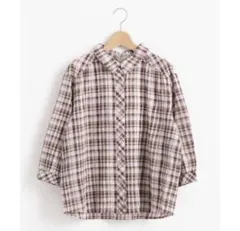 新品 アメリエル マジェスティックレゴン バックレースアップチェックシャツ