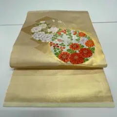 名古屋帯 帯 正絹 七宝に花丸文 古典柄 フォーマル向け 0225-2-D3