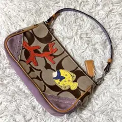 ❤激レア❤COACHシグネチャー アクセサリーポーチ 魚 サンゴ パッチ 
