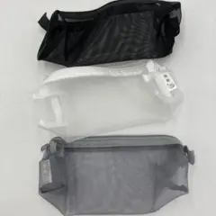 メッシュペンケース 3色セット 筆箱 透明 ファスナーのサムネイル