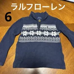 ラルフ・ローレン 6 ネイビー ハーフジップ長袖カットソー