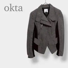 【okta】ライダース風ジャケット アシンメトリー ジップ モード系　Sのサムネイル