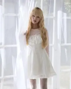 も*ち様 バイカラーリボンシャーリングロングワンピ - メルカリ