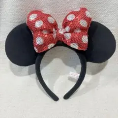 ディズニーリゾート ミニー リボン スパンコール カチューシャ