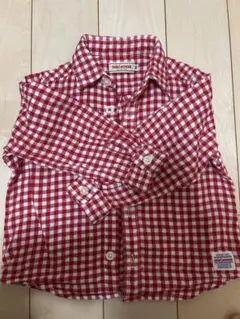 miki HOUSE 赤と白のチェックシャツ 90
