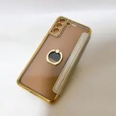 Galaxy S21 Plus 5G ゴールド　手帳型ケース　透明