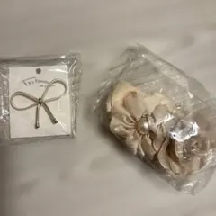 【新品未開封】ベージュリボンヘアアクセサリーセット