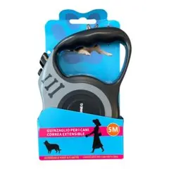 犬用 伸縮リード 5m 30kgまで対応 ワンタッチ操作 ペット用品 黒×グレー
