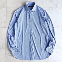【美品】ラルディーニ ピンストライプ長袖シャツ Lサイズ ストレッチ ブルー