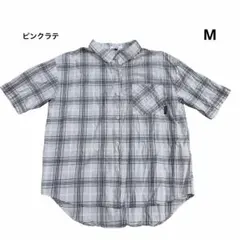 ピンクラテ　チェック柄半袖シャツ　M ベージュ系のサムネイル