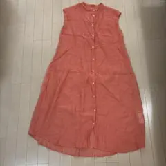 freaks Storeオレンジ ノースリーブ シャツワンピース