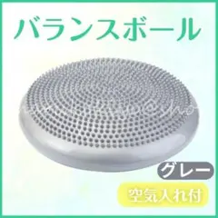 バランスディスク グレー 体幹 空気入れ付 クッション ボール トレーニング