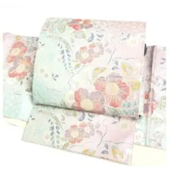 極美品！扇華文様 シャンパンゴールド 桜 菊 正絹 袋帯 二重太鼓 作り帯 極美品！扇華文様 シャンパンゴールド 桜 菊 正絹 袋帯 二重太鼓