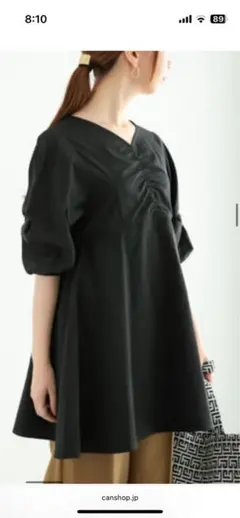 【値下げ新品】テチチ　Fサイズブラック サッカードビーぺプラムチュニックブラウス