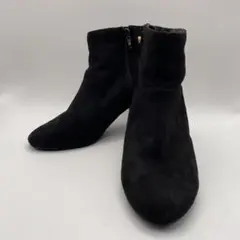 黒スエードジッパーブーツ 中ヒール grove Sサイズ