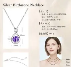シルバー925 誕生石ネックレス アメジスト